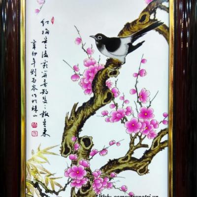 Tranh Sứ Tứ Quý vẽ vàng
